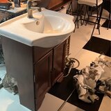 Set baie complet vintage - mobilier lemn, baterii si calorifer alama